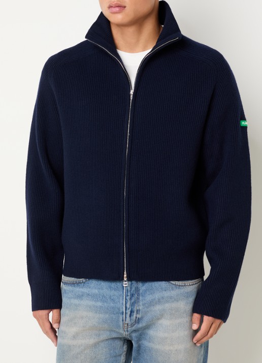 FLÂNEUR Ribgebreid vest van wol met logo
