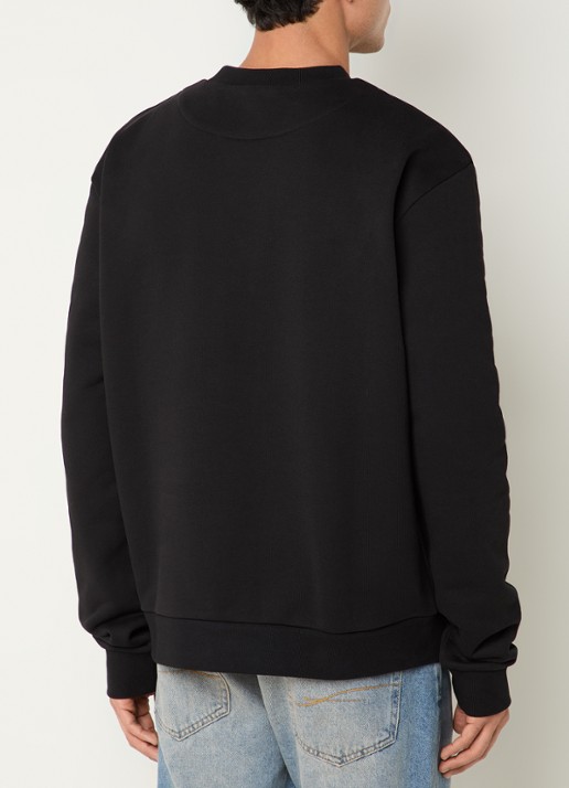 FLÂNEUR Rubber sweater met logo - achterkant 2 zwart