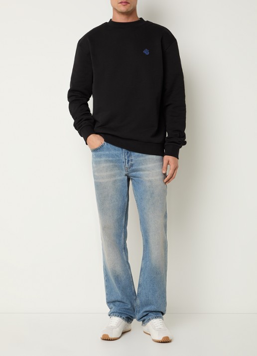 FLÂNEUR Rubber sweater met logo - voorkant 4 zwart
