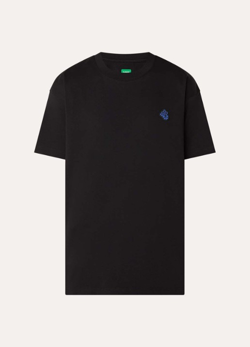 FLÂNEUR Rubber T-shirt met logo - voorkant 3 zwart
