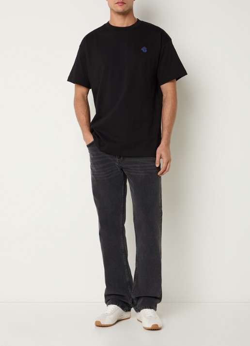 FLÂNEUR Rubber T-shirt met logo - voorkant 4 zwart