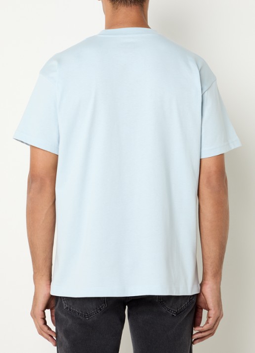 FLÂNEUR Rubber T-shirt met logo - achterkant 4 blauwgrijs
