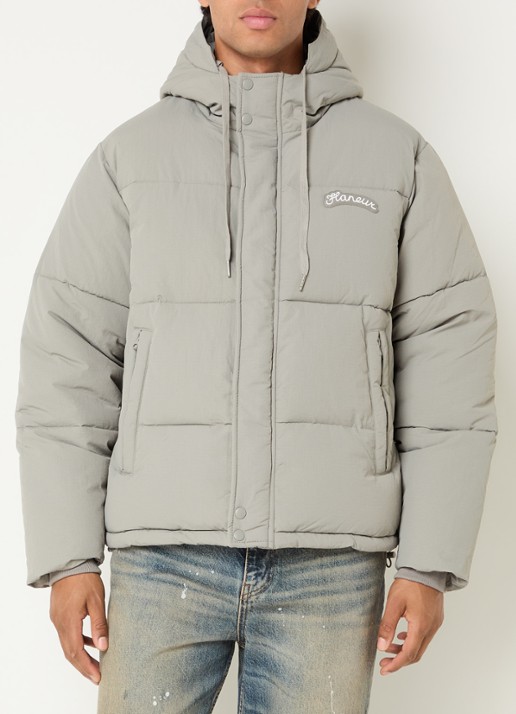 FLÂNEUR Signature puffer jack met capuchon en logo
