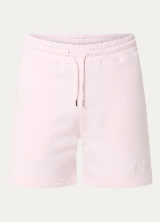 FLÂNEUR Signature straight fit korte joggingbroek met logo - voorkant 2 roze