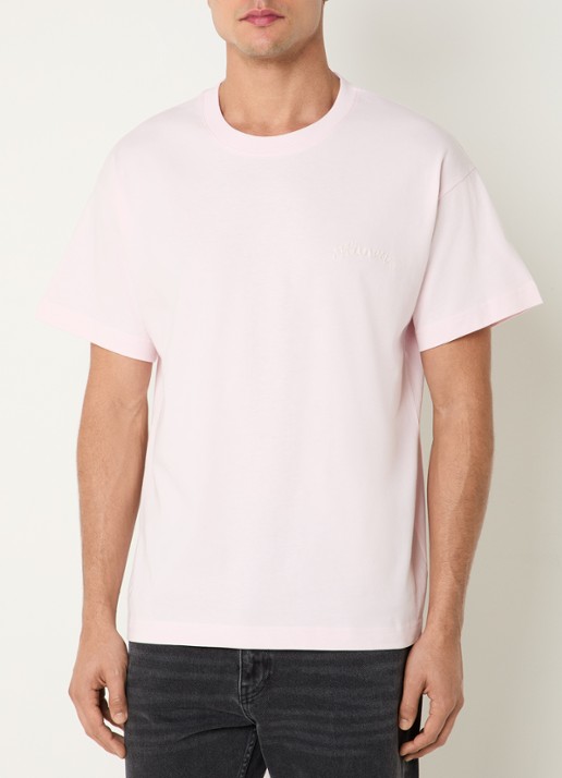 FLÂNEUR Signature T-shirt met logo - detail 4 lichtroze