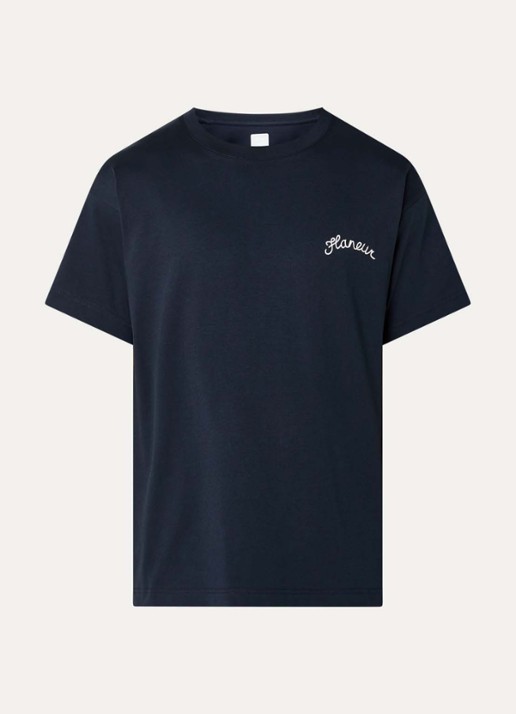 FLÂNEUR Signature T-shirt met logo - voorkant 2 donkerblauw