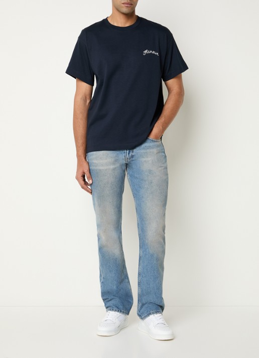 FLÂNEUR Signature T-shirt met logo - voorkant 3 donkerblauw