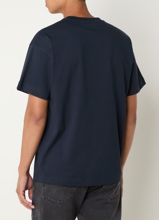 FLÂNEUR Signature T-shirt met logoborduring - achterkant donkerblauw