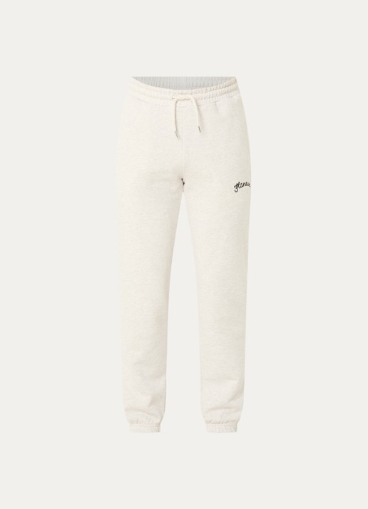 FLÂNEUR Signature tapered fit joggingbroek met logo  - voorkant 4 grijsmele