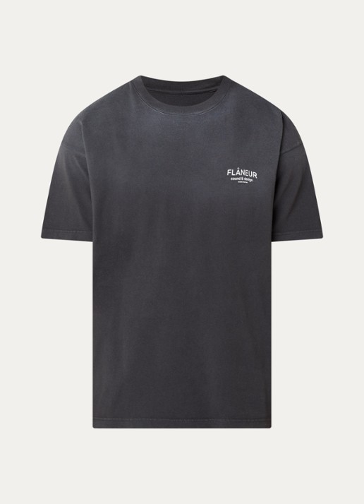 FLÂNEUR Sound & Design Studio Member T-shirt met logo- en backprint - voorkant 2 antraciet