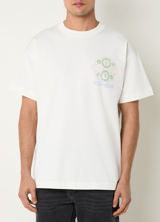 FLÂNEUR Speaker T-shirt met logo- en backprint - achterkant 3 wit