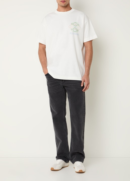 FLÂNEUR Speaker T-shirt met logo- en backprint - voorkant 2 wit