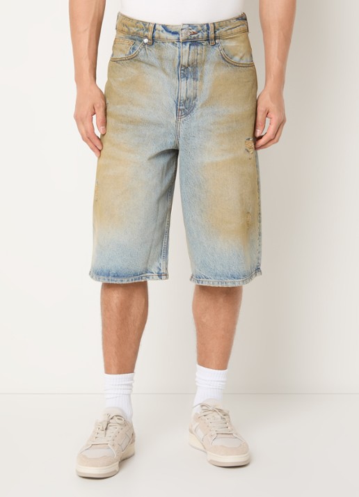 FLÂNEUR Straight fit korte broek van denim met donkere wassing