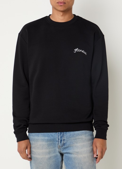 FLÂNEUR Sweater met logoborduring - detail 4 zwart