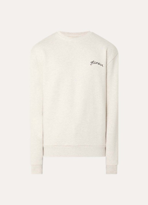 FLÂNEUR Sweater met logoborduring - voorkant 2 lichtgrijs