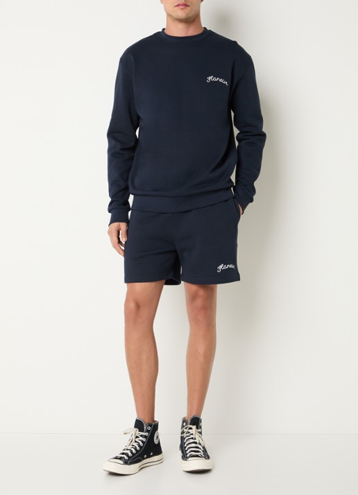 FLÂNEUR Sweater met logoborduring - voorkant 2 donkerblauw