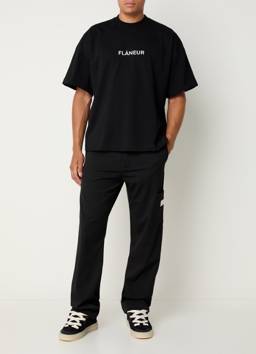 FLÂNEUR T-shirt met logo  - voorkant 4 zwart