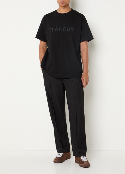 FLÂNEUR T-shirt met logoborduring - voorkant 2 zwart
