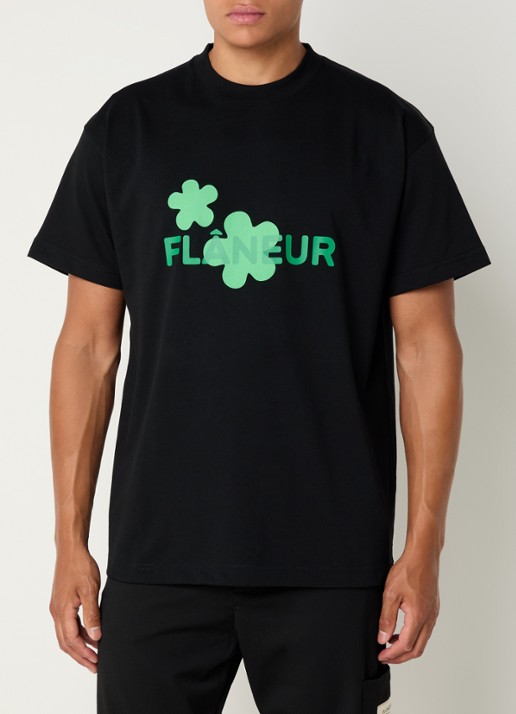 FLÂNEUR T-shirt met logoprint - detail 4 zwart