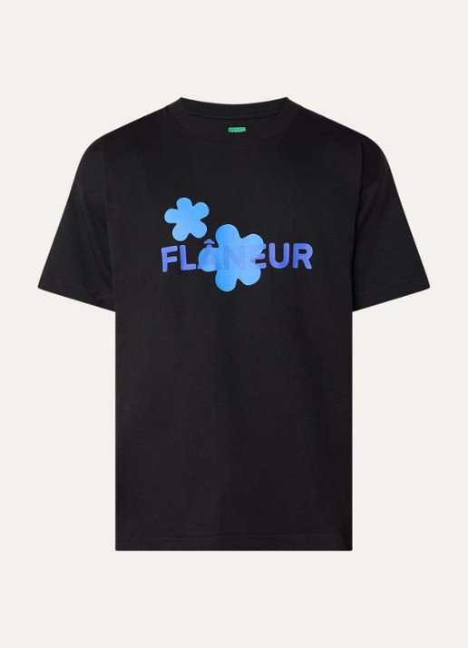 FLÂNEUR T-shirt met logoprint - voorkant blauw