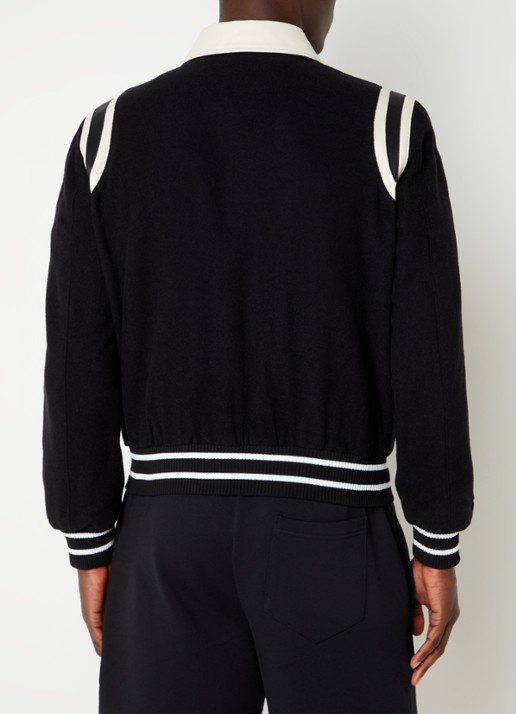 FLÂNEUR Teddy baseball jack in wolblend met ritszakken - achterkant 4 zwart