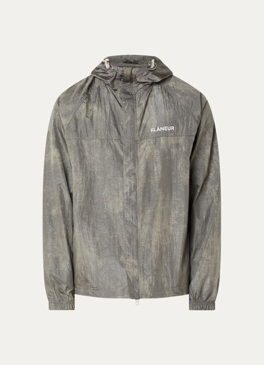 FLÂNEUR Turtle straight fit trackpants met logo en ritszakken - voorkant 2 grijs