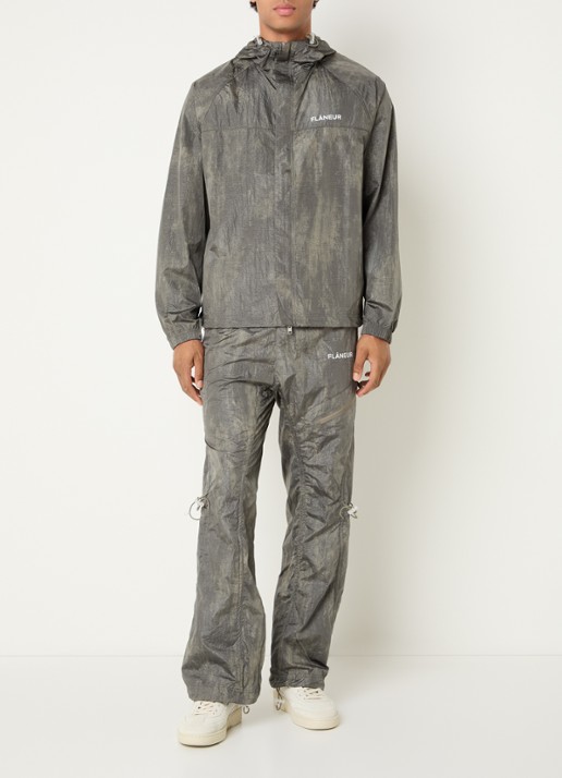 FLÂNEUR Turtle straight fit trackpants met logo en ritszakken - voorkant 3 grijs