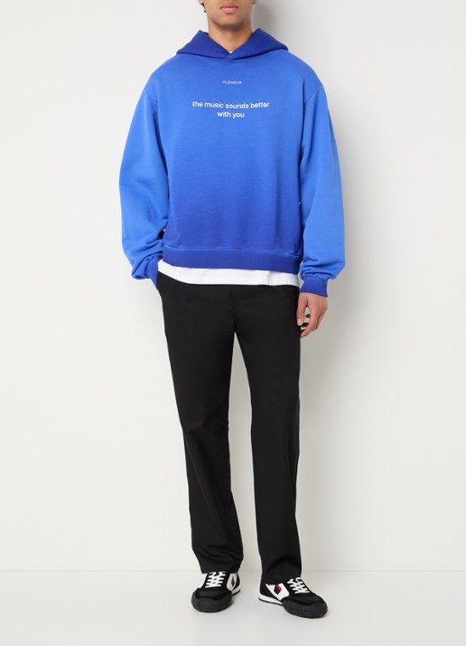 FLÂNEUR With You hoodie met logoprint - voorkant 3 kobaltblauw