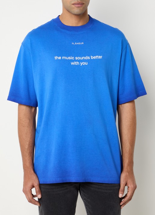 FLÂNEUR With You T-shirt met print - detail 2 royalblauw