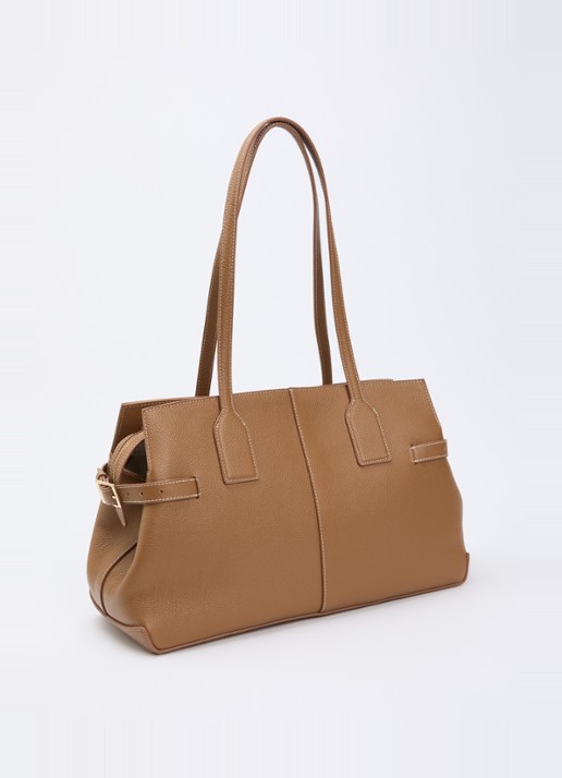 Flattered Lisa schoudertas van leer - achterkant 5 cognac