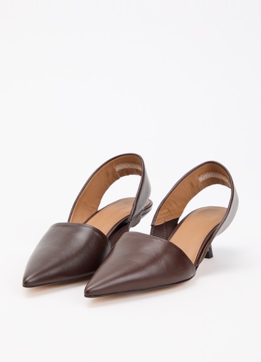 Flattered Ninni sling-back van leer - detail 2 donkerbruin