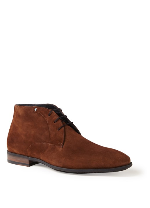Floris van Bommel Chukka veterschoen van suède - voorkant 3 cognac