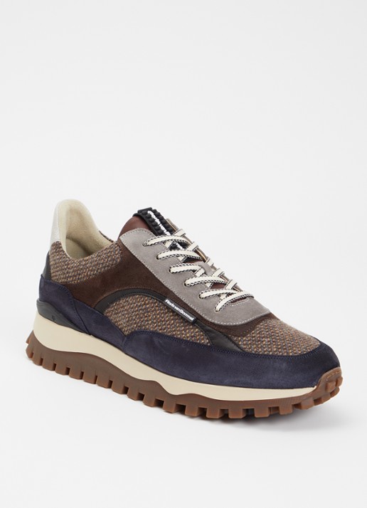Floris van Bommel De Grommer 05.10 sneaker met suède details - voorkant 2 bruin