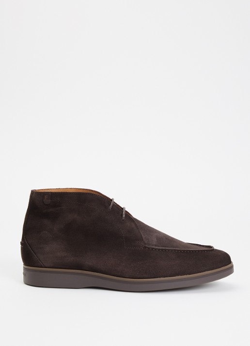 Floris van Bommel De Oister 05.00 casual veterschoen van suède - voorkant 4 donkerbruin