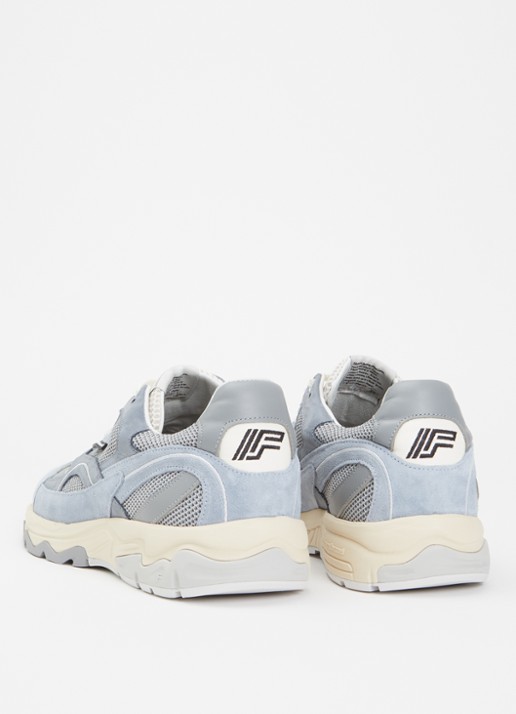 Floris van Bommel De Rezer 01.22 sneaker met suède en mesh details - achterkant lichtblauw