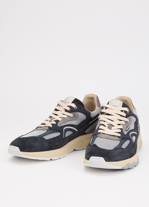 Floris van Bommel De Rezer 01.38 sneaker van mesh met details van suède  - detail donkerblauw
