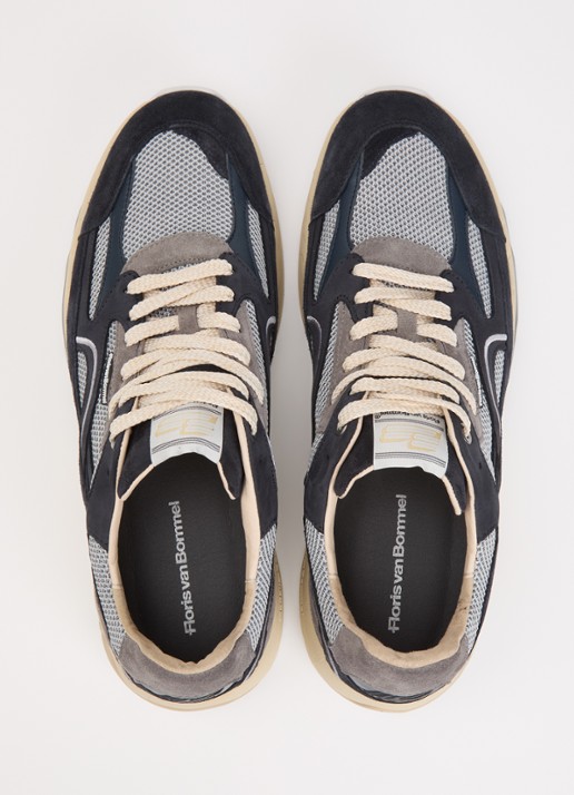 Floris van Bommel De Rezer 01.38 sneaker van mesh met details van suède  - detail 2 donkerblauw