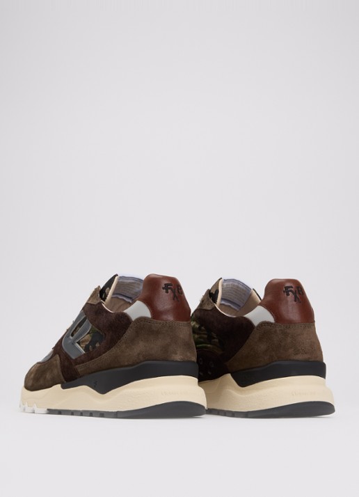 Floris van Bommel De Treener 01.19 sneaker van suède met details van leer - achterkant 5 bronsgroen