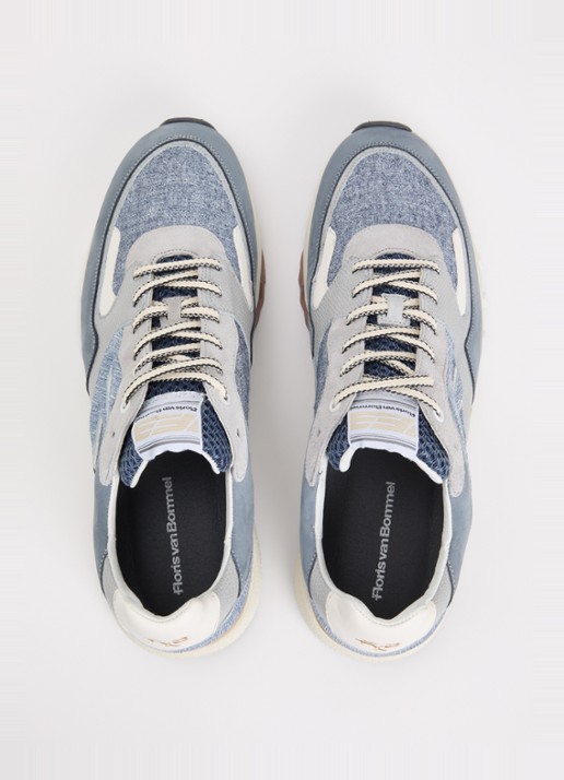 Floris van Bommel De Treener sneaker met details van suède - detail 2 lichtblauw