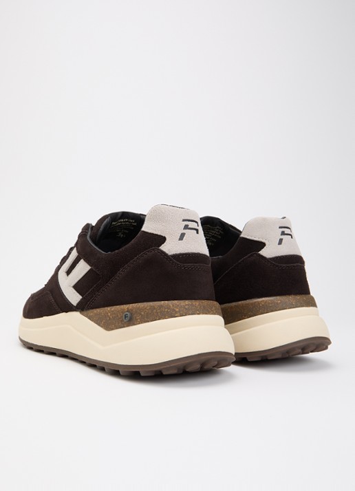 Floris van Bommel De Trikker 05.00 sneaker van suède - achterkant 5 donkerbruin