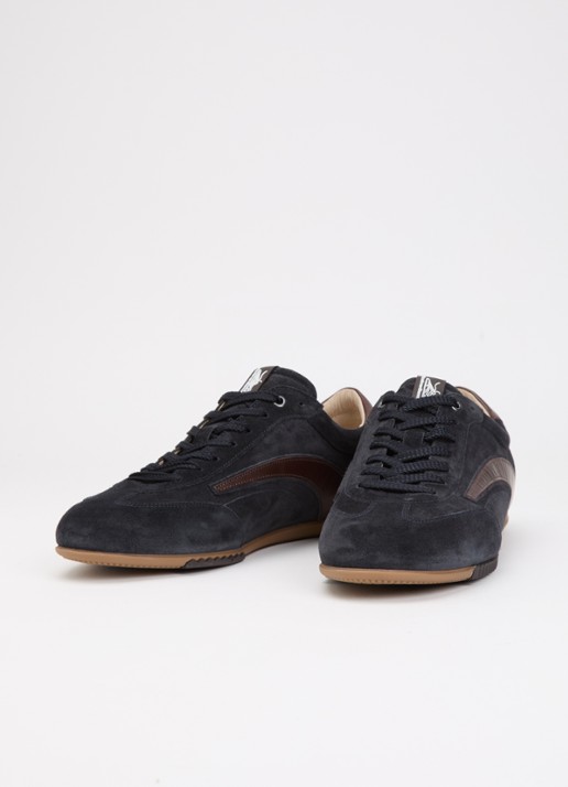Floris van Bommel De Vlakker 01.01 sneaker van suède  - detail donkerblauw