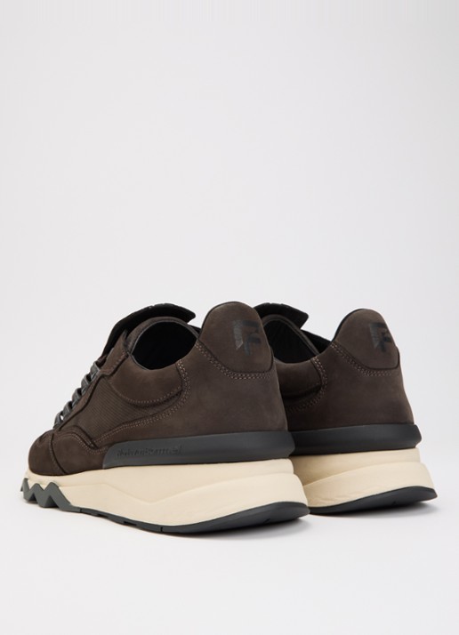 Floris van Bommel De Zager 01.29 sneaker van nubuck - achterkant 4 donkerbruin