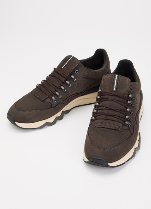 Floris van Bommel De Zager 01.29 sneaker van nubuck - detail donkerbruin