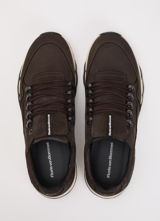 Floris van Bommel De Zager 01.29 sneaker van nubuck - detail 2 donkerbruin