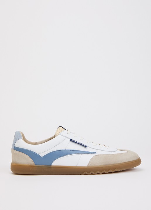 Floris van Bommel De Zaler 01.18 sneaker van leer met suède details - voorkant 5 staalblauw