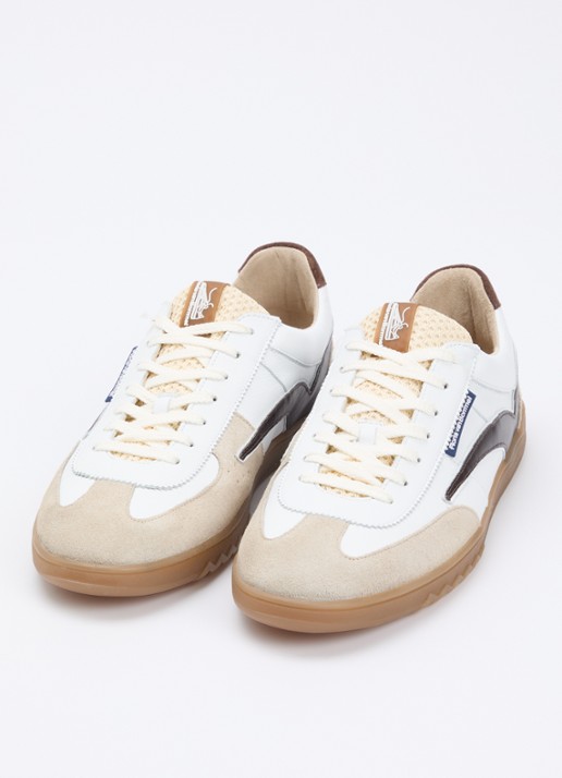 Floris van Bommel De Zaler 01.22 sneaker van leer met suède details - detail 2 wit