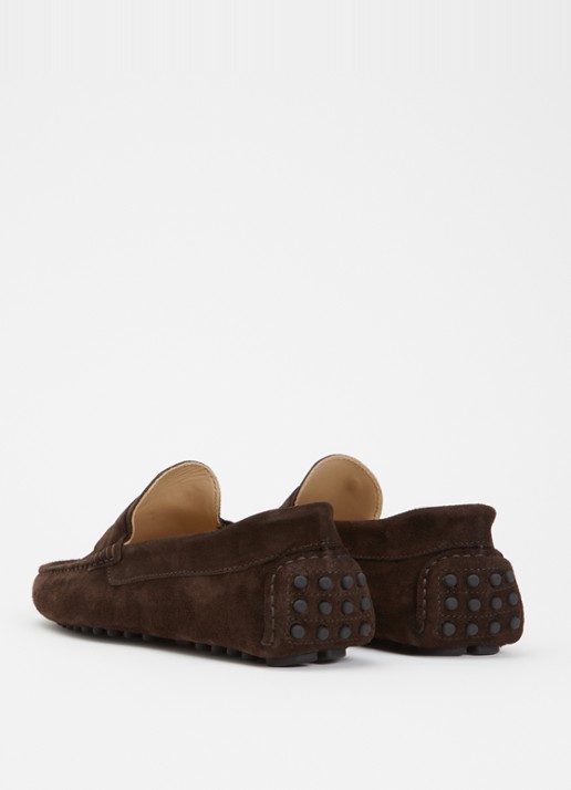 Floris van Bommel Manerba 01.25 mocassin van suède  - achterkant 5 donkerbruin