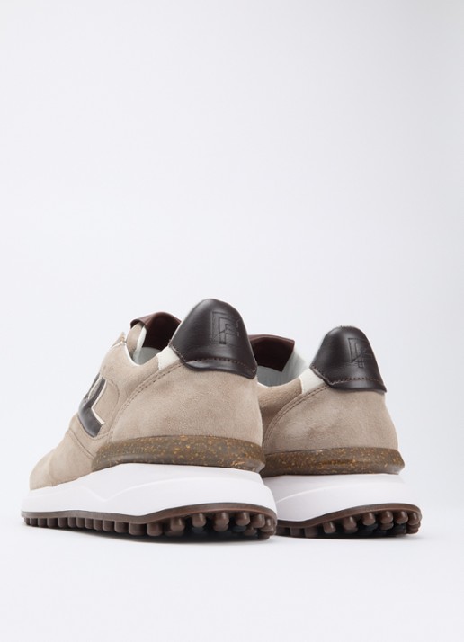 Floris van Bommel Noppi 38.12 sneaker van suède - achterkant beige