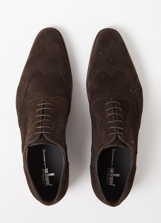 Floris van Bommel Raffa 04.02 brogue van suède - detail 2 donkerbruin