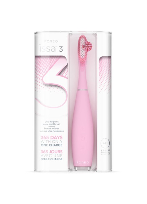 Foreo ISSA™ 3 ultra-hygienic silicone sonic toothbrush - elektrische tandenborstel - detail 2 pearl pink